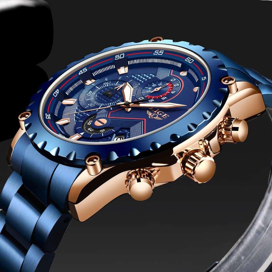 2020 LIGE Fashion Mens Watches Top Luxury Brand Silver Stainless Steel 30m Waterproof Quartz Watch Men Army Military Chronograph