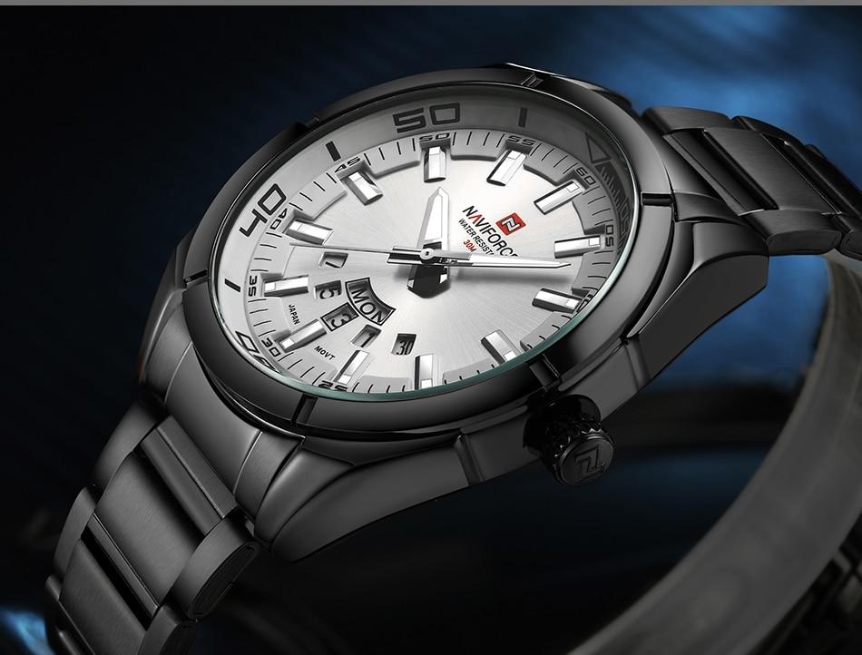 NAVIFORCE Brand Men Watches Full Steel Waterproof Casual Quartz Date Clock Top Brand Luxury Men's Wrist watch relogio masculino