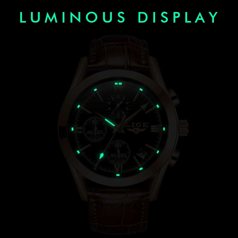 2020 LIGE New Fashion Mens Watches Top Brand Luxury Military Quartz Watch Premium Leather Waterproof Sport Chronograph Watch Men