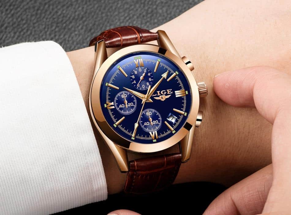 2020 LIGE New Fashion Mens Watches Top Brand Luxury Military Quartz Watch Premium Leather Waterproof Sport Chronograph Watch Men