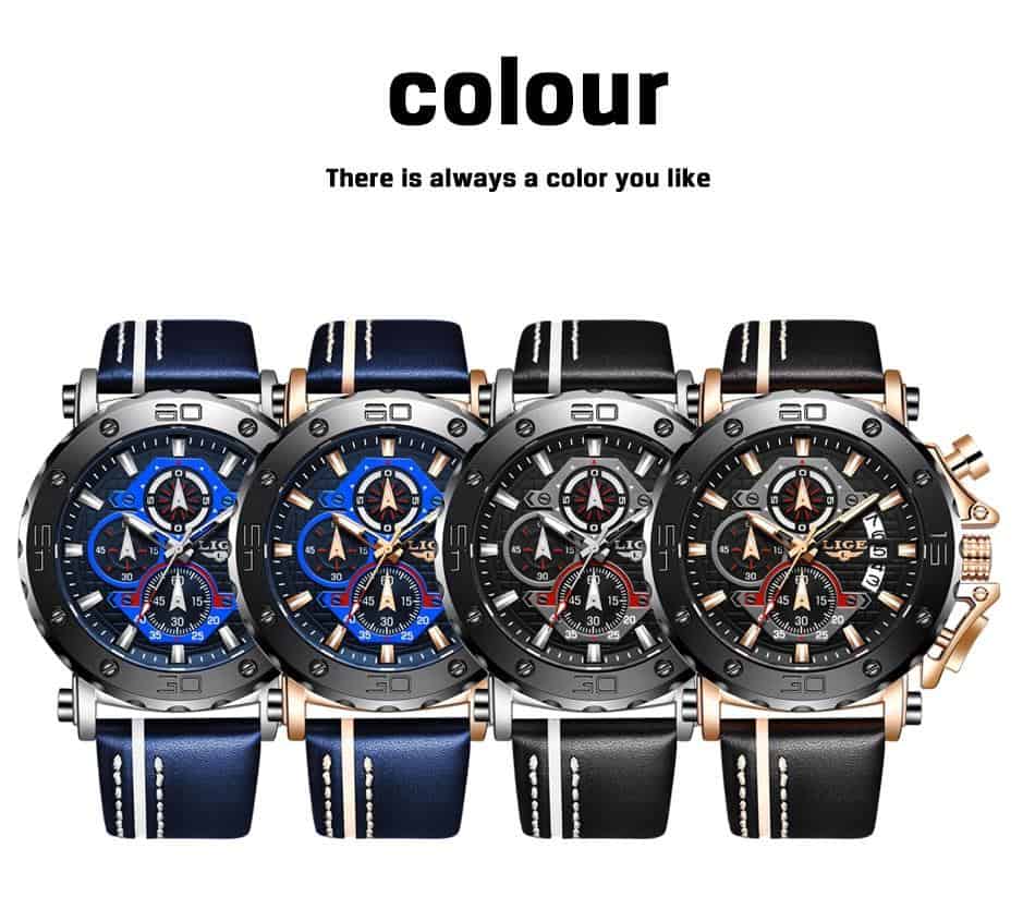 2020 Top Brand LIGE Men Watches Fashion Sport Leather Watch Mens Luxury Date Waterproof Quartz Chronograph Relogio Masculino+Box