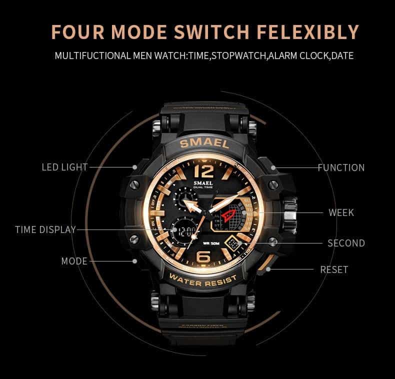 SMAEL Men Watches White Sport Watch LED Digital 50M Waterproof Casual Watch S Shock Male Clock 1509 relogios masculino Watch Man