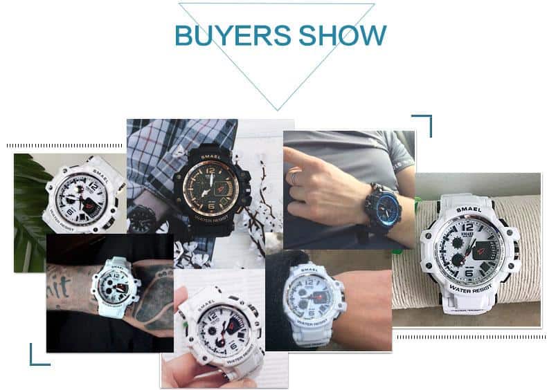 SMAEL Men Watches White Sport Watch LED Digital 50M Waterproof Casual Watch S Shock Male Clock 1509 relogios masculino Watch Man