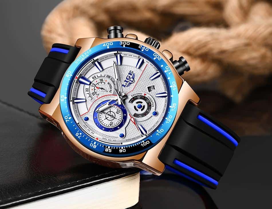 LIGE Mens Watches Top Luxury Brand Waterproof Sport Wristwatch Chronograph Quartz Military Leather Watch Men Relogio Masculino