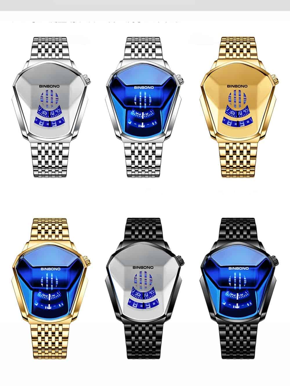 NEW BINBOND Top Brand Luxury Military Fashion Sport Watch Men Gold Wrist Watches Man Clock Casual Chronograph Wristwatch