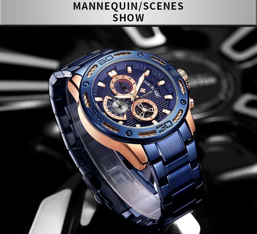 WWOOR 2020 Fashion Mens Watches Top Brand Luxury Gold Full Steel Quartz Watch Men Waterproof Sport Chronograph Relogio Masculino