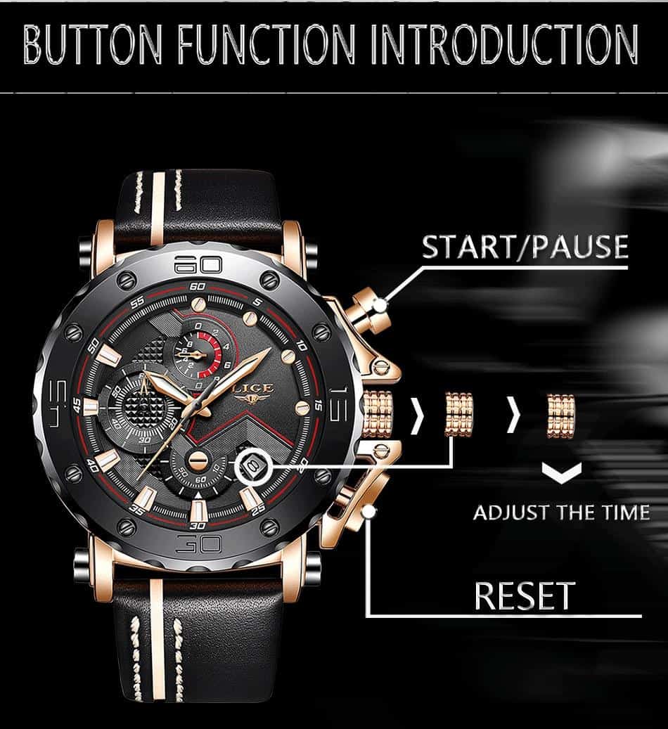LIGE Fashion Mens Watches Military Sport Watch Men Automatic Date Waterproof Quartz Clock Multi-Function Dial Relogio Masculino