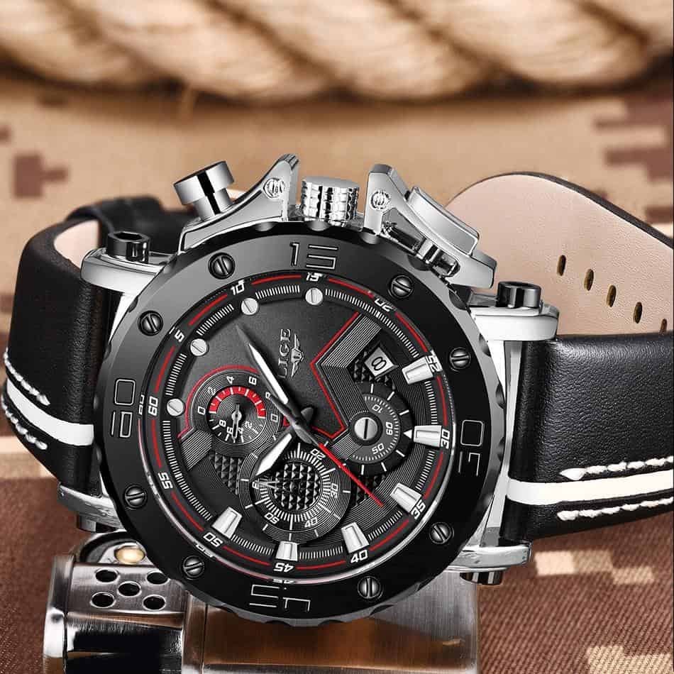 LIGE Fashion Mens Watches Military Sport Watch Men Automatic Date Waterproof Quartz Clock Multi-Function Dial Relogio Masculino