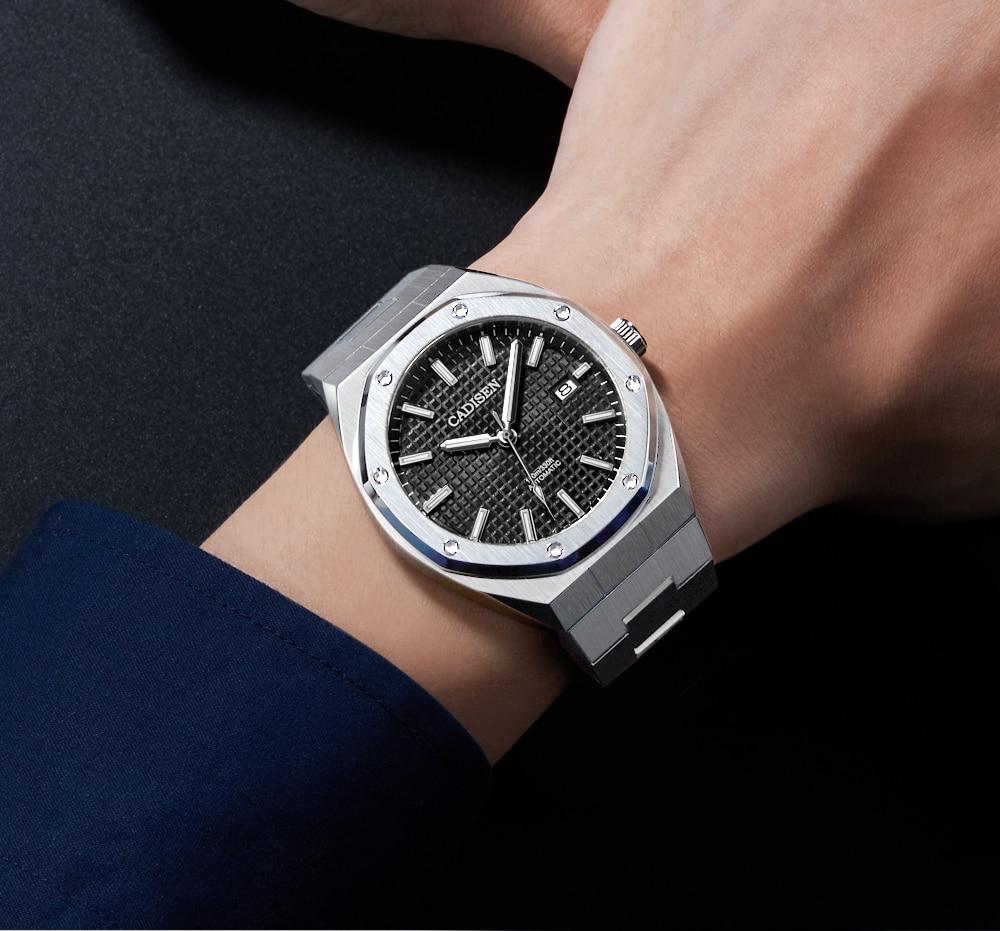 CADISEN New 42MM Men Watches Mechanical Automatic NH35A Blue Watch Men 100M Waterproof Brand Luxury Casual Business Wristwatch