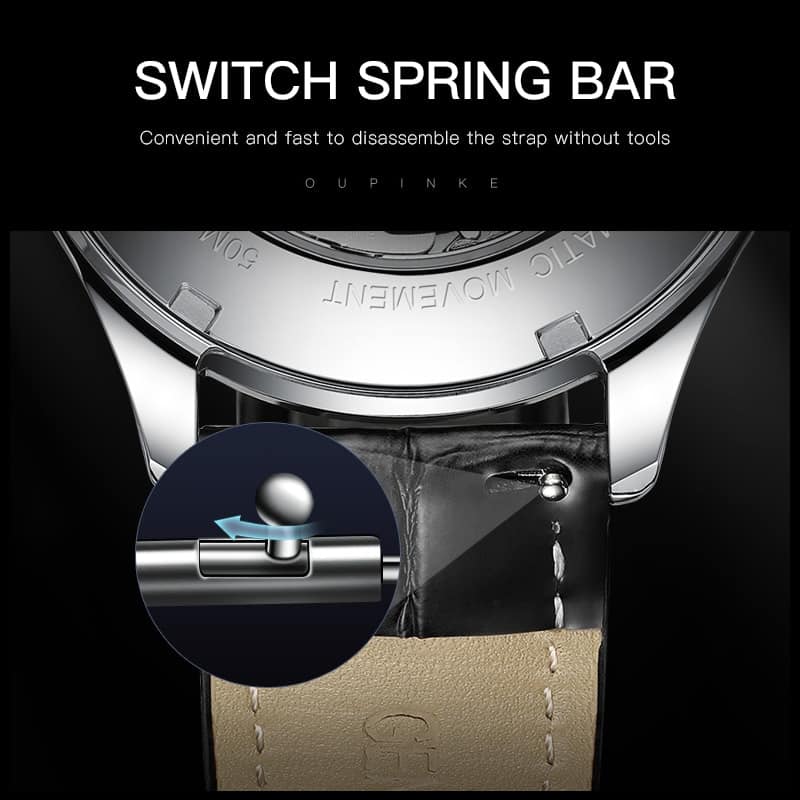 Top Brand OUPINKE Luxury Men’s Mechanical Wristwatch Automatic Watch Men Classic Skeleton Leather Sapphire Waterproof