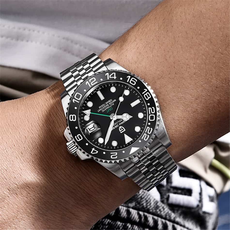 PAGANI DESIGN 40mm GMT Men's Mechanical Watches 100M Waterproof Top Brand Sapphire Glass Stainless Steel Business Men's Watch