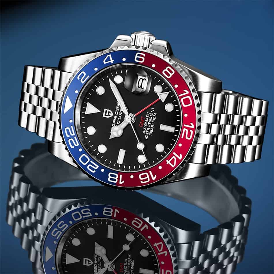 PAGANI DESIGN 40mm GMT Men's Mechanical Watches 100M Waterproof Top Brand Sapphire Glass Stainless Steel Business Men's Watch