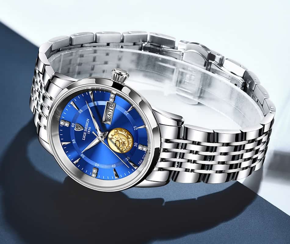 2021 LIGE New Fashion Wrist Watch Men Automatic Mechanical Tourbillon Stainless Steel Waterproof Business Men Watches Gift Clock