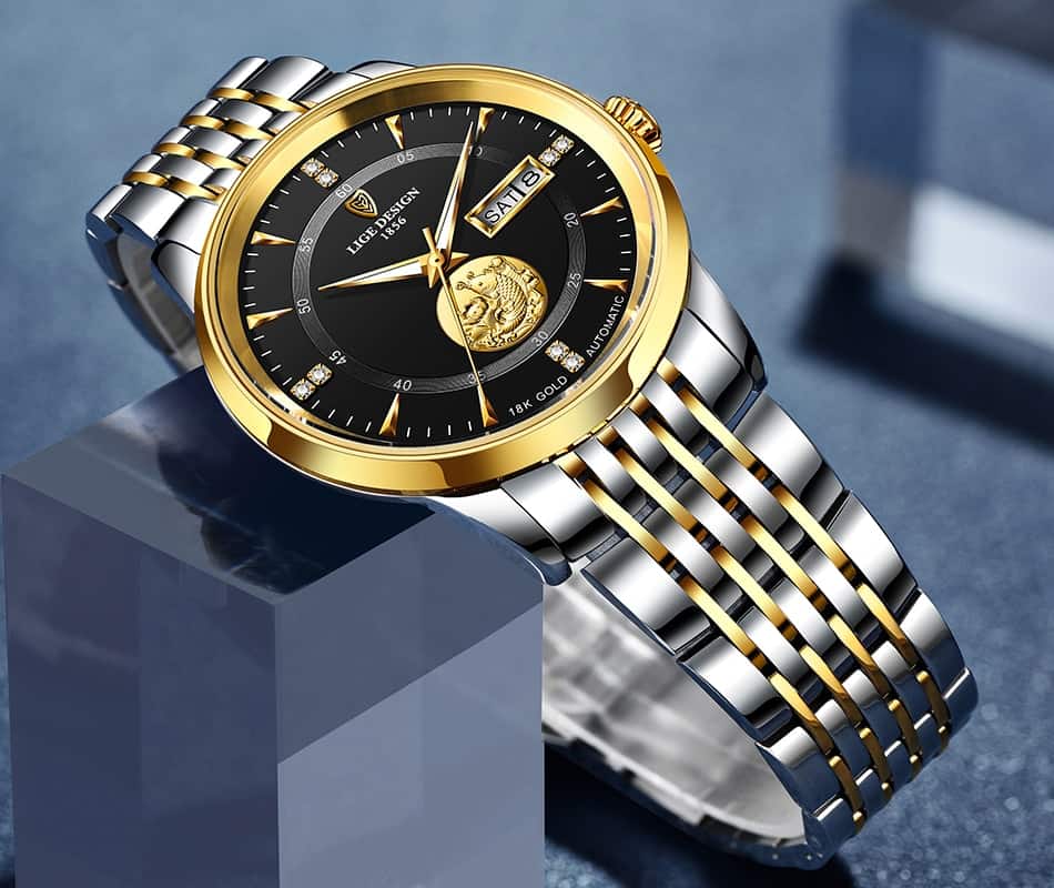 2021 LIGE New Fashion Wrist Watch Men Automatic Mechanical Tourbillon Stainless Steel Waterproof Business Men Watches Gift Clock