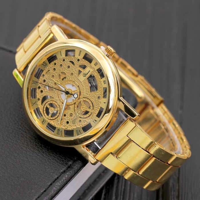 Luxurious Fashion Wristwatch Rome Digital Alloy Strap Clock Hollow Clairvoyant Watches Men And Women Casual Quartz Watch LXH