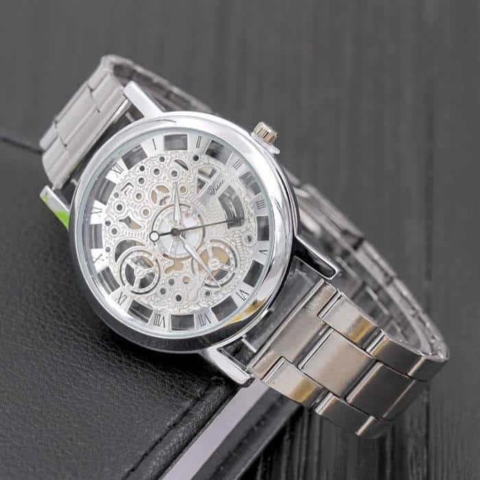 Luxurious Fashion Wristwatch Rome Digital Alloy Strap Clock Hollow Clairvoyant Watches Men And Women Casual Quartz Watch LXH