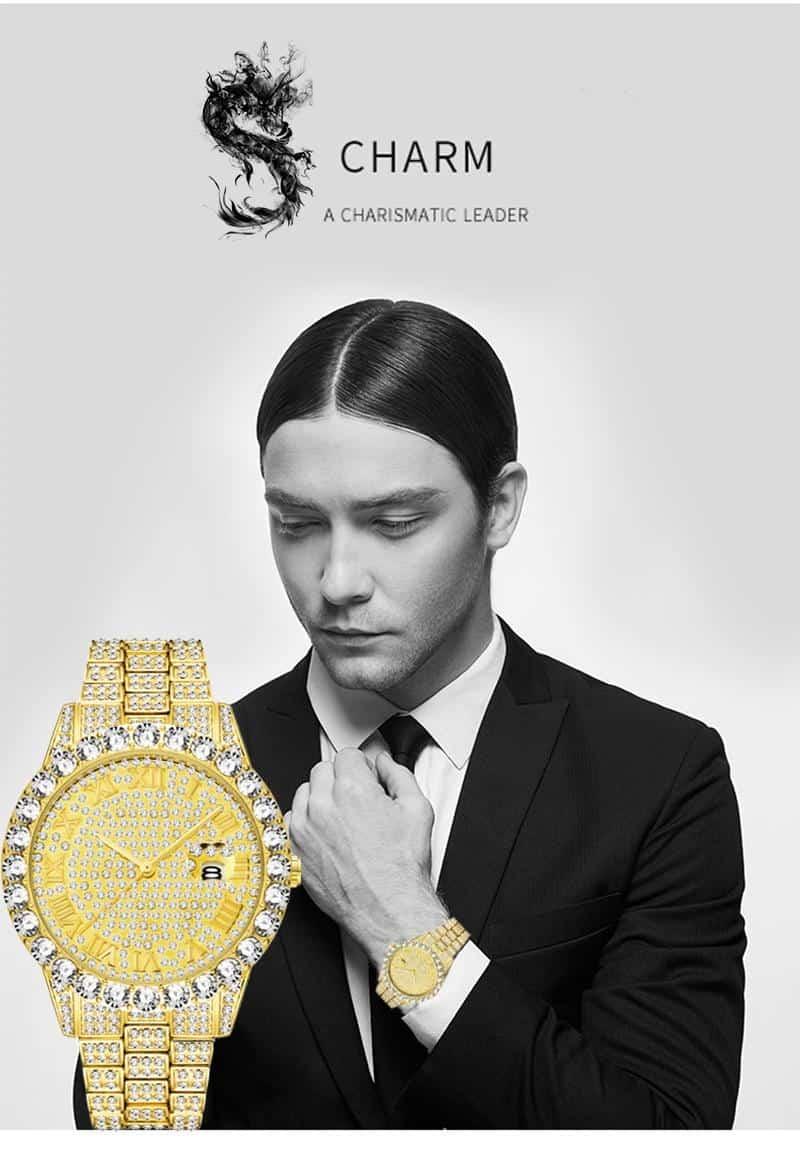 MISSFOX Men's Watches 2020 Modern Diamond Waterproof Red Watch Men Top Brand Luxury 18k Gold Man Watch Analog Quartz Watch Men