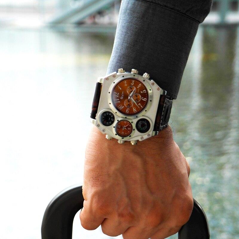 Oulm 1349 New Sport Watches Men Super Big Large Dial Male Quartz Clock Decorative Compass Luxury Men's Wrist Watch