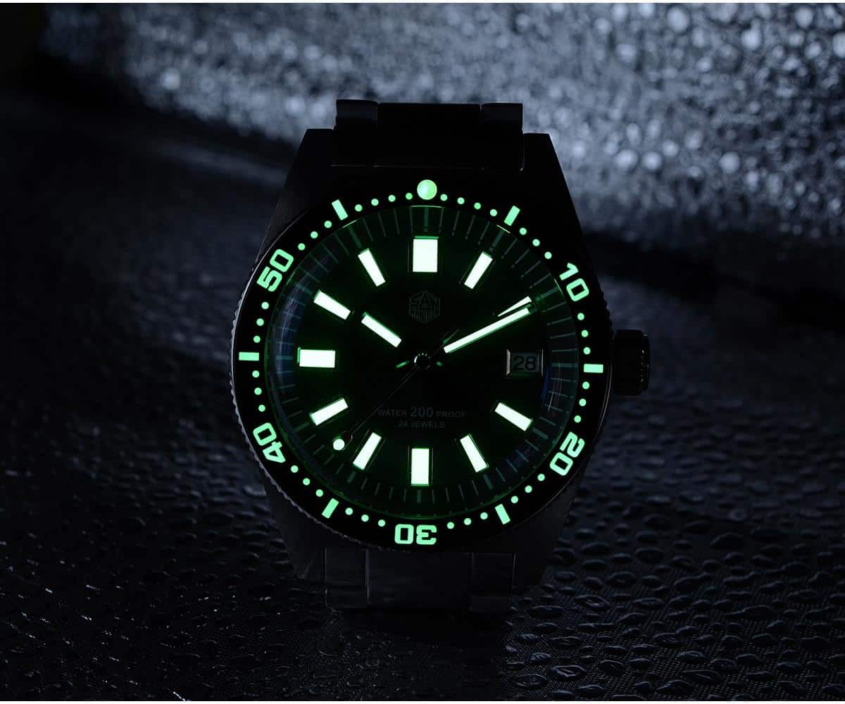 San Martin 62mas Sapphire 3D Hexagon Logo Diver Watch NH35A Automatic Men Mechanical Watches Date 20Bar Waterproof Full Luminous