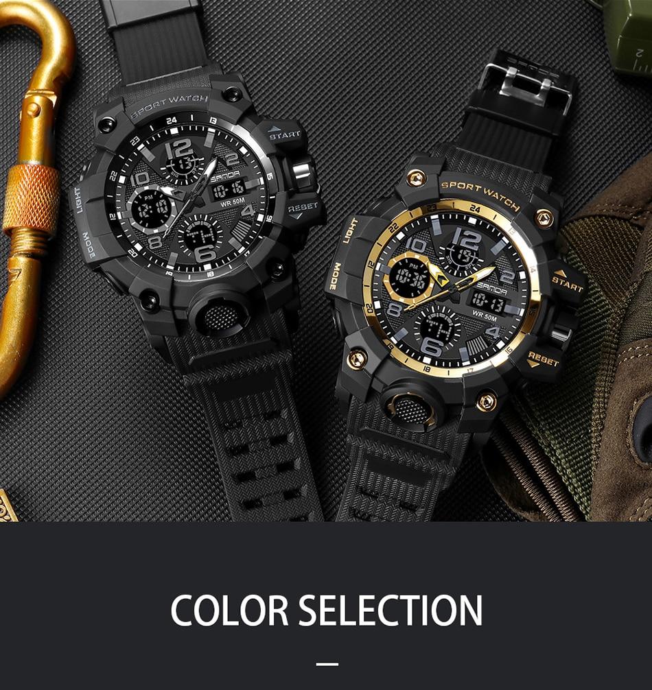 2020 Top Luxury Brand SANDA Men's Watch Men Sport Watches Multifunction Shock Digital Military Watches Male Clock reloj hombre