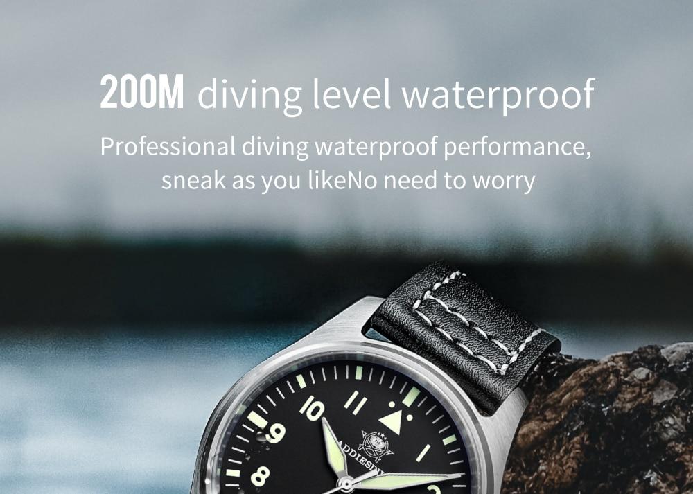 Automatic Mechanical Men's watch Sapphire Crystal Stainless Steel NH35 Pilot watch1940 Leather Waterproof automatic watch men