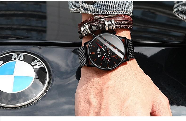 BELUSHI 2021 New Fashion Mens Watches Top Luxury Brand Sport Quartz Luminous Waterproof Chronograph Wristwatch Mens Watches