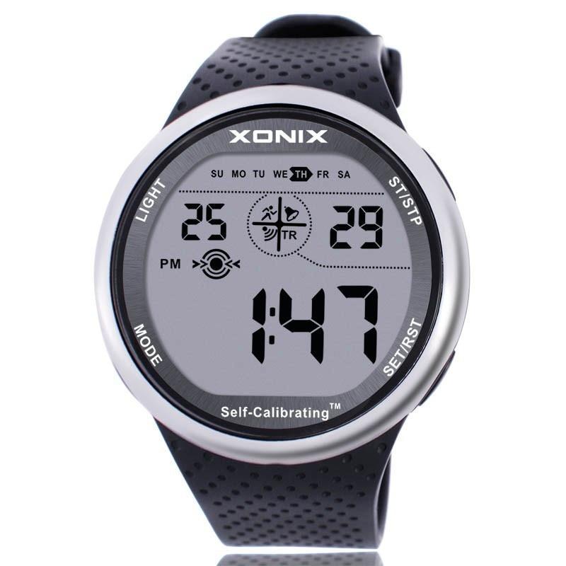 Mens Sports Watches Self Calibrating Digital Watch Waterproof 100m Multifunctional Swim Diver Outdoor Wristwatch