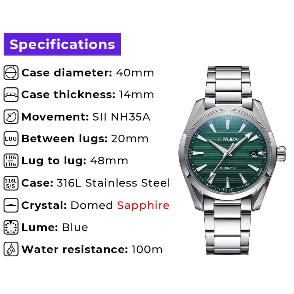 2021 New Aqua 100M NH35A Automatic Watch Fashion Luxury Mechanical Wristwatch Solid SS Sapphire Crystal