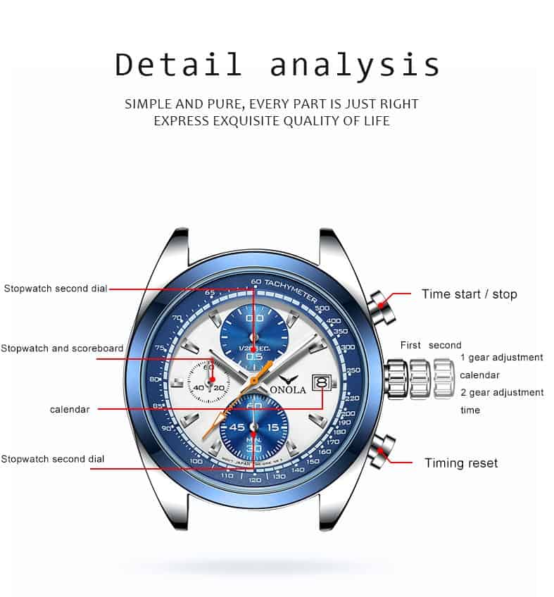 sport watch men Top brand ONOLA Luxury casual mens watches fashoin Military Leather Man Clock Fashion Chronograph Wrist Watch
