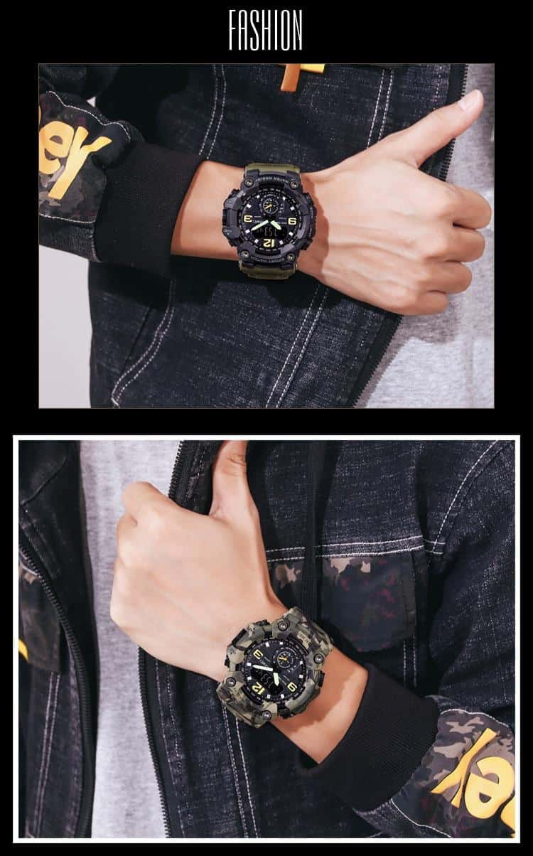 SKMEI Japan Movement 3 Time Dual Display Analog LED Electronic Quartz Wristwatch Military Men Sports Watches Relogio Masculino