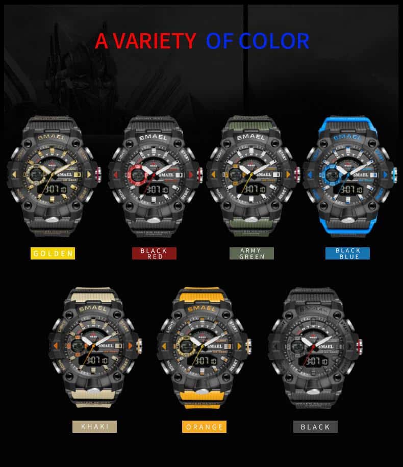 SMAEL Men Military Luxury Watch Sport Waterproof Digital Quartz Watches Men Dual Display Luminous Wristwatch Relogio Masculino