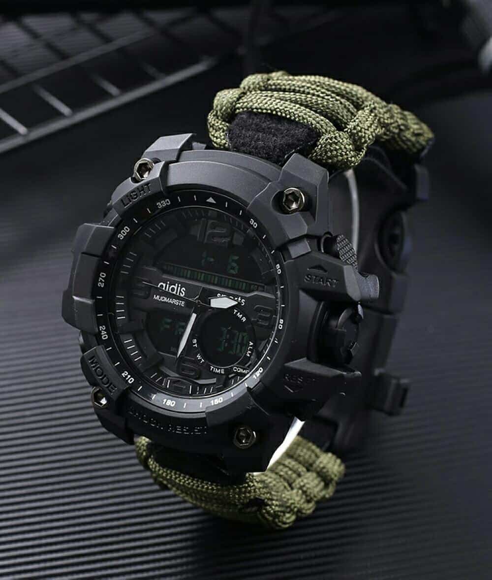 Addies Military Watch with Compass Men Tend Waterproof Whistel Stopwatch Alarm Clock Sport Digital Wrist Watch montre homme