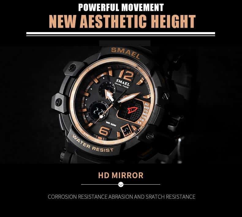 SMAEL Men Quartz Digital Watch Mens Sport Watches Electronic Military Wrist watch Male Waterproof Clock 1509 Relogios Masculino