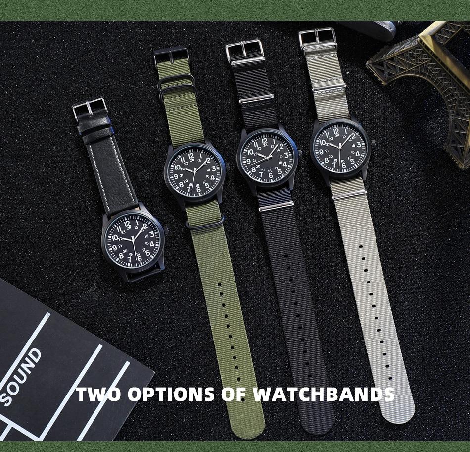 Men Watch Nylon Strap Sport Outdoor Clock Air Force 24H Display Quartz Wristwatch Relogio Masculino