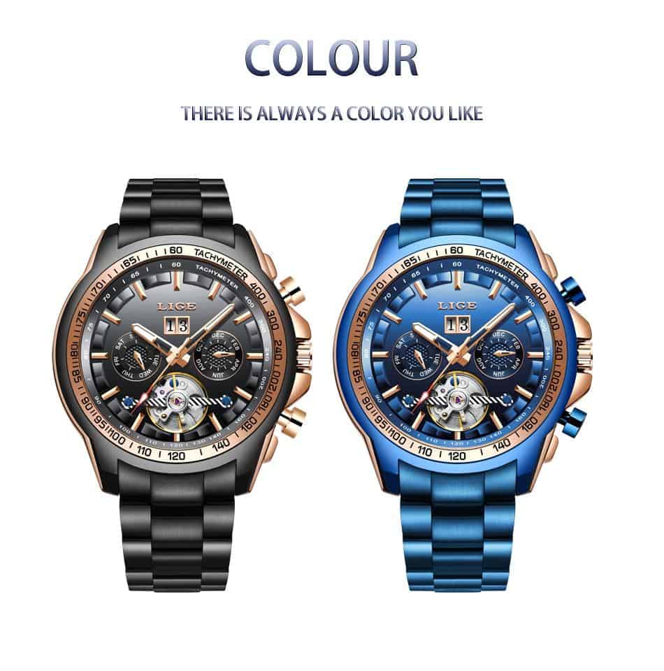 Sport Automatic Watches Mens 2020 LIGE Top Brand Luxury Tourbillon Men Mechanical Wristwatch For Man All Steel Waterproof Clock