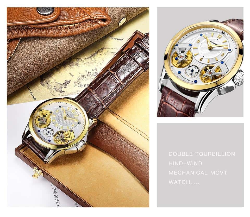 2021 Trend Man Mechanical Fallow Leather Strap Waterproof Noctilucent Threesome Wheel Men'S Watches AM0218