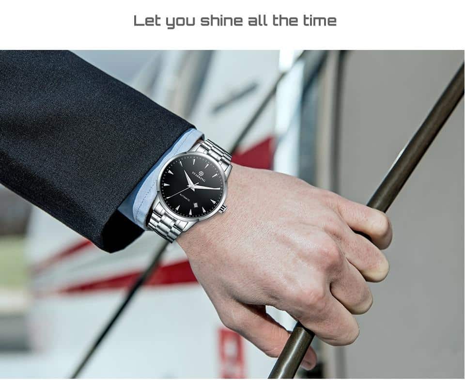 STARKING Mechanical Watch Men Miyota Movt Stainless Steel Wristwatch Sapphire Automatic Self-wind Men Watch Relogio 3ATM AM0171