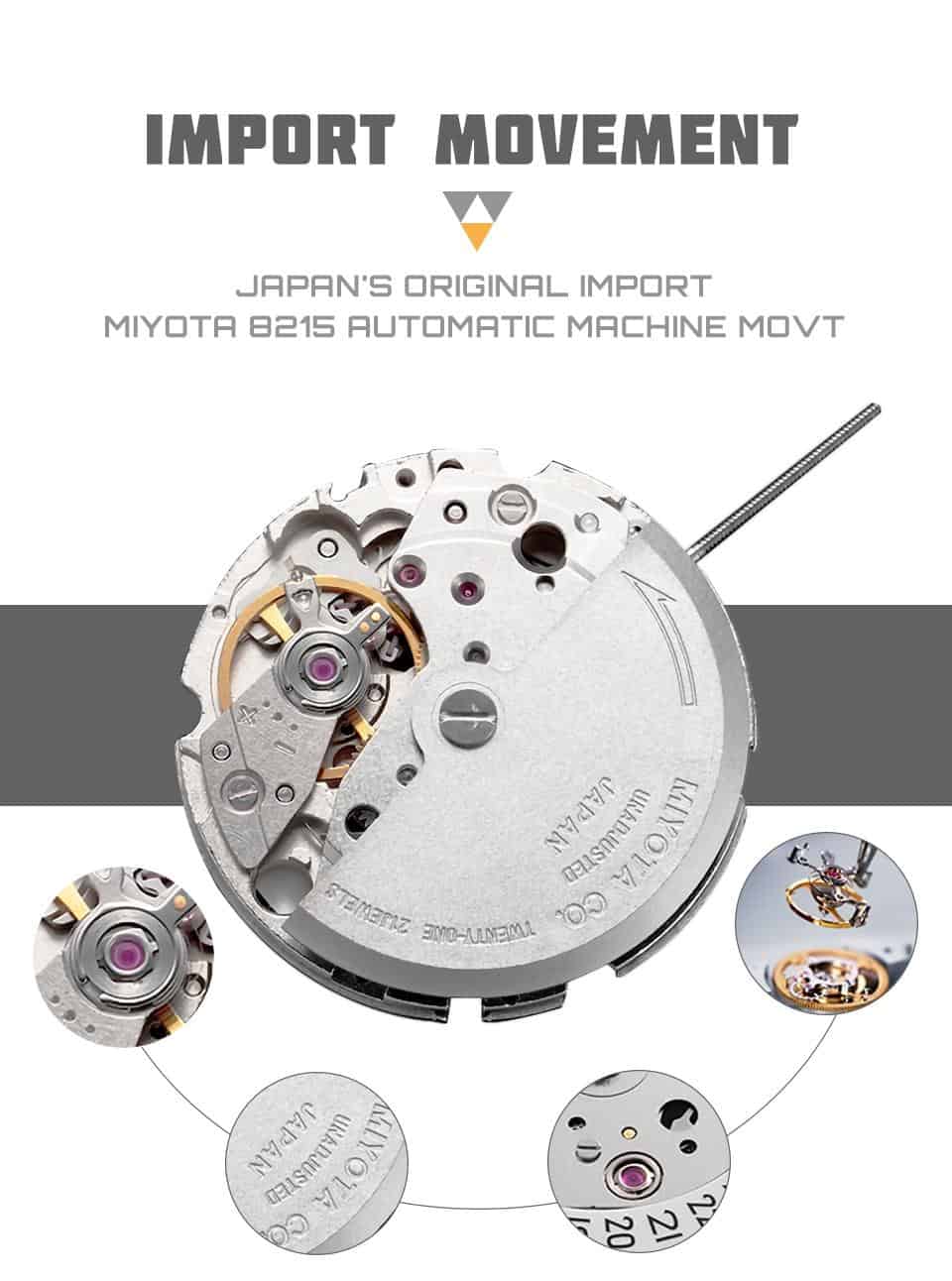 STARKING Mechanical Watch Men Miyota Movt Stainless Steel Wristwatch Sapphire Automatic Self-wind Men Watch Relogio 3ATM AM0171