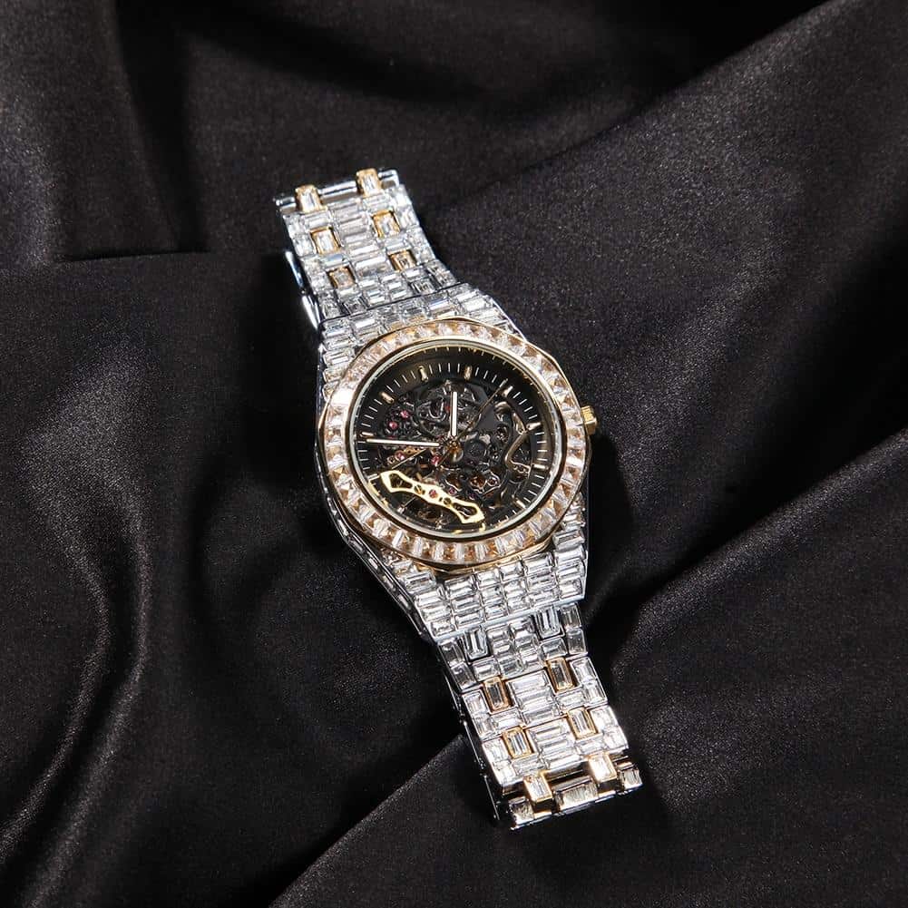 Uwin Fully Mechanical Watch Stainless Steel Waterproof Full Iced Out Minimalist Diamond Classic Designer Watches For Male