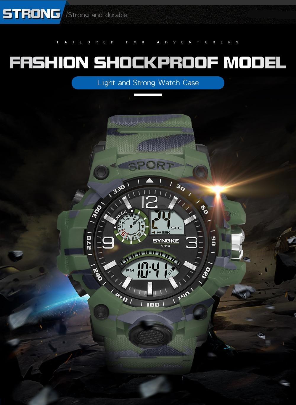 SYNOKE New Products Cross Border Hot Selling Men Sports Electronic Watch Multi-functional Outdoor Big Screen Dual Display