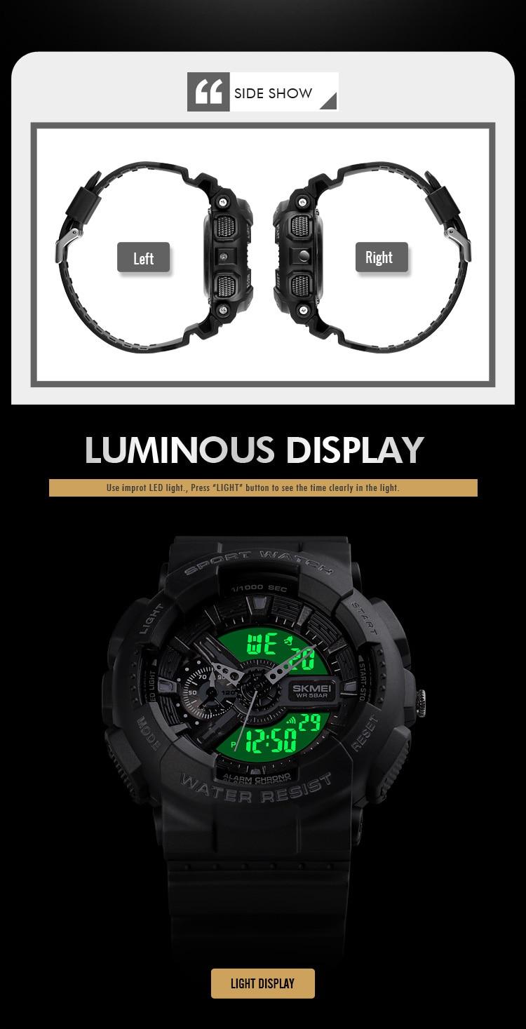 SKMEI Youth Fashion Digital Watch Men Shockproof Waterproof Dual Wristwatches LED Chrono Alarm Clock Mens Watches Cool Hour 1688