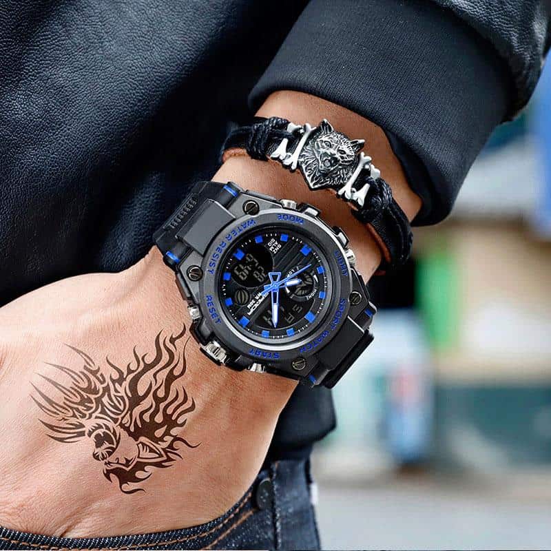 SANDA Brand Wrist Watch Men Watches Military Army Sport Style Wristwatch Dual Display Male Watch For Men Clock Waterproof Hours
