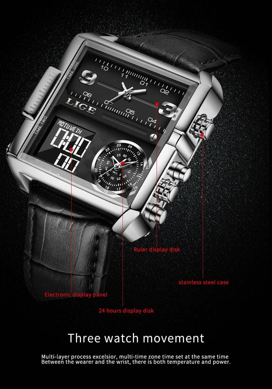 2021 LIGE Sports Watch Men Top Luxury Brand Waterproof Wristwatch Men Quartz Analog Military Digital Watches Relogio Masculino