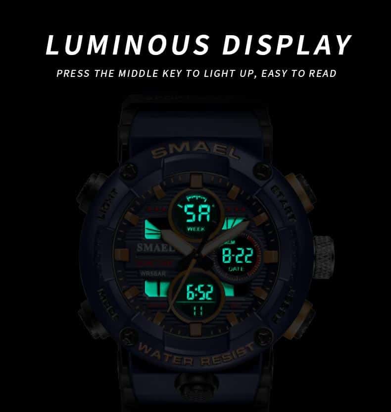 SMAEL Sport Watch Men Waterproof Wristwatch Alarm 8023 Men's Clock Digital Military Army Quartz Watches Male Relogio Masculino