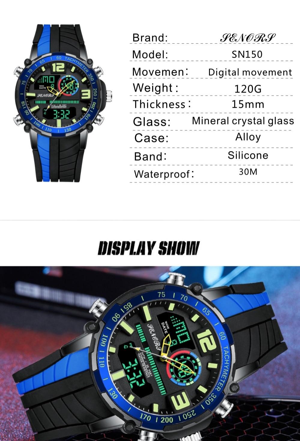 Top Brand Men Watch Fashion Dual Display Sports Mens Wristwatch Analog Digital Chronograph Waterproof Clock Relogio Masculino