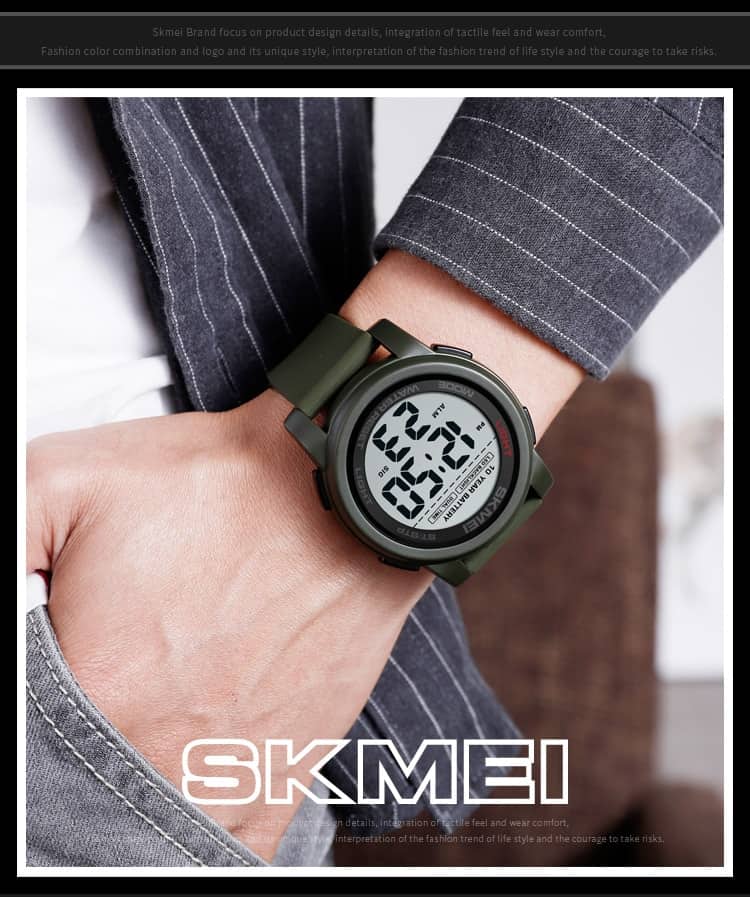 SKMEI 10 Year Battery Digital Watches Man Backlight Dual Time Sport Big Dial Clock Waterproof Silica Gel Men's Watch reloj 1564
