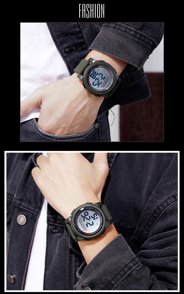 SKMEI 10 Year Battery Digital Watches Man Backlight Dual Time Sport Big Dial Clock Waterproof Silica Gel Men's Watch reloj 1564