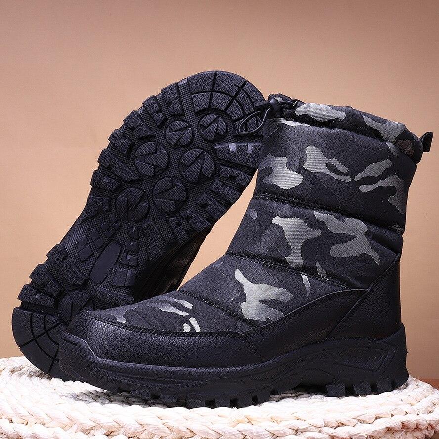Men Winter Boots 2020 Camouflage High-top Men Snow Boots Thicken Fur Warm Waterproof Non-slip Winter Shoes For Men Size 38 - 46