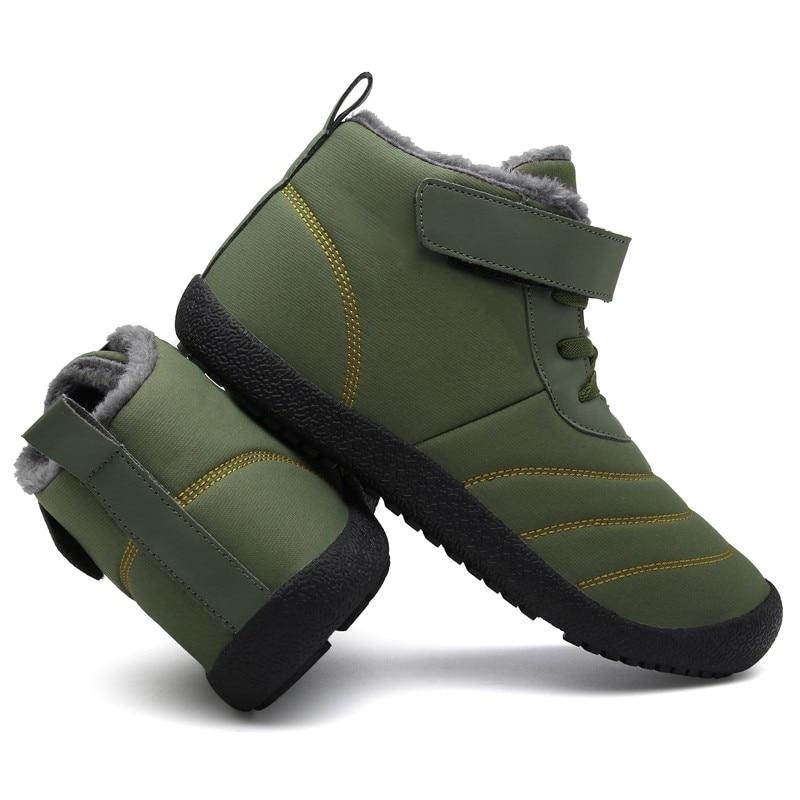 Fotwear Winter Men Snow Boots With Long Plush Outdoor Men's Sneakers 36-46 Warm Fur Ankle Shoes Waterproof Army Green Male Boots