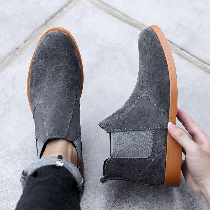 Men Chelsea Boots Slip-on Suede Shoes Men High Quality Ankle Boots Fashion Winter Snow Footwear Warm Comfortable Luxury Shoes